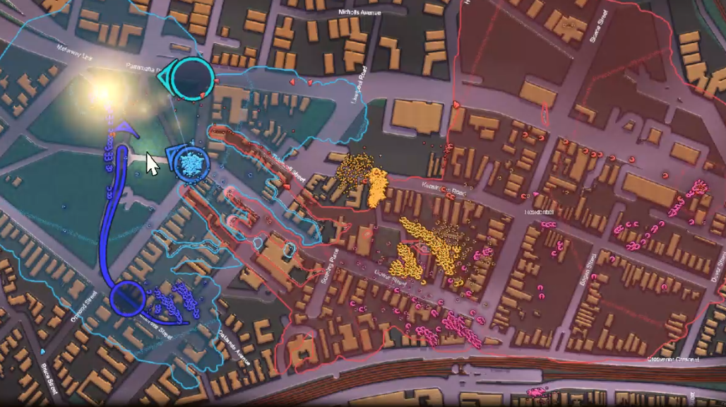 dWars tactical map emphasizing the supply network between battalions.
